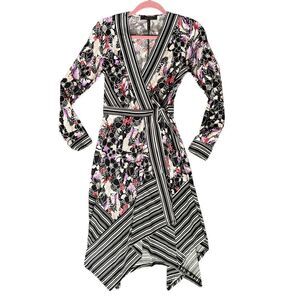 BCBGMaxazria Floral Long Sleeve Wrap Dress Sz xs    